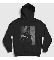 Presmono Unisex Beyaz Harlem Rapper Hiphop Big L Kapüşonlu Sweatshirt 553950tt (Siyah)