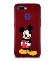 Oppo A12 Soft Premier Kapak Mickey Mouse-E Tasarımlı Silikon Kılıf - Mürdüm (Şeffaf)