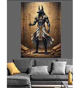 Mısır Tanrısı Anubis Antik Dekoratif Kanvas - Mdf Ahşap Tablo