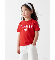 LCW Kids Kırmızı Bisiklet Yaka Türkiye Baskılı Kız Çocuk Tişört