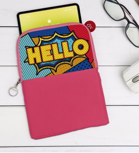 BK Gift Pop Art Tasarımlı Taşınabilir Koruyucu Tablet Kılıfı & Organizer Çanta - Pembe-16