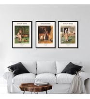 Winslow Homer Çiftlik Kızları Üçlü Çerçeveli Mdf Tablo Seti