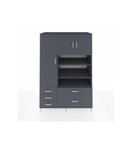 Kronos Dolap 9 Raflı 5 Çekmeceli 3 Kapaklı 132x59x195 Antrasit-Antrasit/Antrasit