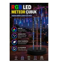 10’lu RGB LED Meteor Çubuk Seti – Akışkan Yağmur ve Kayan Yıldız Efektli Dekoratif Aydınlatma