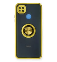 Durukar® Redmi 9C Kılıf Montreal Yüzüklü Silikon Kapak - Sarı