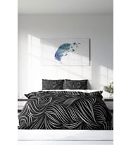 Çift Kişilik ( Lastikli Çarşaflı ) %100 Pamuk Saten Nevresim Takımı Zebra Stripes