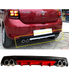 Dacia Sandero Kırmızı Difüzör Çiftli Yuvarlak Egzoz Görünümlü D Tip Difizör