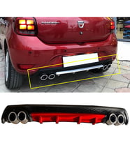 Dacia Sandero Kırmızı Difüzör Çiftli Yuvarlak Egzoz Görünümlü D Tip Difizör