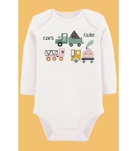 Organik Baskılı Pamuklu Unisex Bebek Body UZUNKOLE90