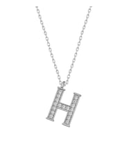 Gümüş Rodyum H Harfi Kadın Kolye