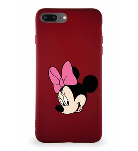 Apple iPhone 7 Plus Soft Premier Kapak Minnie Mouse-B Tasarımlı Silikon Kılıf - Mürdüm (Şeffaf)