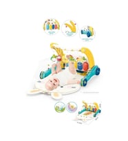 BIB6015 -Piyanolu 2 in 1 Bebek Yürüteci ve Tavşan Desenli Mavi Oyun Halısı
