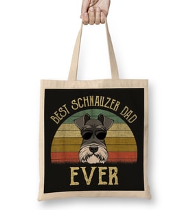 Mens Dog Vintage Best Schnauzer Dad Ever Fathers day Gifts Köpek Bez Çanta Uzun Saplı