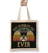 Mens Dog Vintage Best Schnauzer Dad Ever Fathers day Gifts Köpek Bez Çanta Uzun Saplı