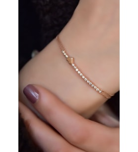 925 Ayar Gümüş Sıralı Zirkon Tektaş , Kalp Bileklik (Rose)