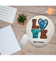 Kişiye Özel Desenli Love Temalı Mouse Pad Bilek Destekli