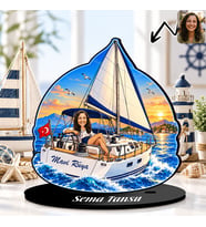 BK Gift Kişiye Özel Tekne Tasarımlı Kadın Karikatür Biblo-2