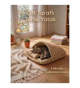 Çift Taraflı Kedi Köpek Yatağı, Rahat ve Yumuşak Uyku Alanı