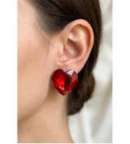 KIRMIZI KALP FULL ZİRKON STUD KÜPE