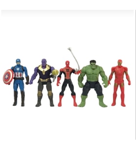 Avengers Yenilmezler 5'li Hulk - Spiderman - Captain Amerika - Iron Man - Thanos Figürlü 15 Cm Işıklı Oyun Seti
