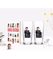 BK Gift Kişiye Özel Renkli Baskılı Godfather Baba Karikatürlü İkili Rakı Bardağı ve Rakı Cep Kitabı Hediye Seti-8 (Model 1)