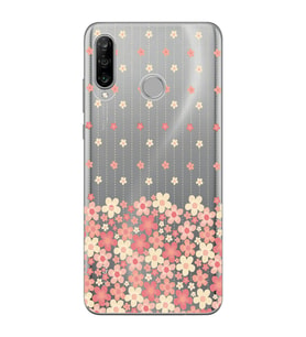 Huawei P30 Lite Uyumlu Çiçek Desenli Şeffaf Telefon Kılıfı