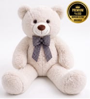 Peluş Ayıcık 90 cm – Papyonlu Büyük Boy Yumuşak Peluş Oyuncak - Hediye Ayı (Beyaz)
