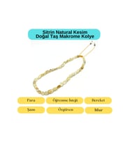 Sertifikalı Sitrin Natural Kesim Makrome Doğal Taş Kolye Ayarlanabilir Ölçü