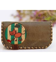 Kedi Balık Figürlü Büyük Cüzdan Etnik Bohem Retro Vintage Style - YEŞİL