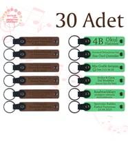 A Kahve & Fıstık Yeşili, Kamp Ekibine Özel Üretim, 30'lu Set, Kişisel İsim Yazılı Hediye Anahtarlık