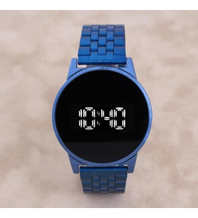 Lacivert Çelik Kordonlu Dokunmatik Led Unisex Kol Saati ST-303920