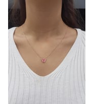 Kelebek Lazer Mineli Minimal Kolye (Karışık)