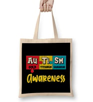 Autism Awareness Puzzle Chemical Periodic Table Bez Çanta Uzun Saplı