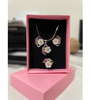 Özel Gümüş Set - Sedef Çiçekli Harika Taşlı Set