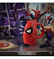 Spiderman Duality Özel Tasarım Seramik Kupa Bardak - Marvel Koleksiyonu Kabartmalı Kahve Kupası
