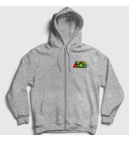 Presmono Unisex Gri Logo Oyun Super Mario Fermuarlı Kapüşonlu Sweatshirt 324703tt (Gri)