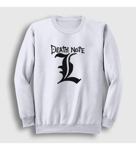 Presmono Unisex Beyaz Logo L V3 Anime Death Note Sweatshirt 129982tt (Beyaz)