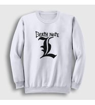 Presmono Unisex Beyaz Logo L V3 Anime Death Note Sweatshirt 129982tt (Beyaz)
