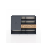 Hyperion Dolap 10 Raflı 2 Çekmeceli 2 Kapaklı 220x44x163 Antrasit-Antrasit/Çam
