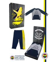 Fenerbahçe Orijinal Fb Logo Sarı-Lacivert Bebek Sweat Eşofman Alt Set Ahşap Kutu (Gri)