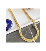 Çift Sıra Örgü Model Altın Kaplama Unisex Çelik - Sevgiliye - Eşe - Babaya - Arkadaşa Çelik Kolye