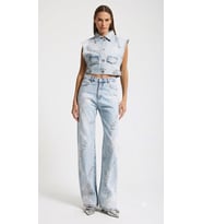 Jeans Pantolon Straight Fit Taş İnci Dantel Detaylı Özel Tasarım Denim