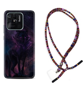 Xiaomi Redmi Note 7 8 9 Pro 10 2022 10 Pro 10S Kılıf Boyun Asklı Rasta Silikon Black Purple Wolf 1791