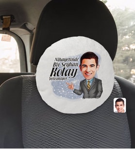 BK Gift Kişiye Özel İsimli Erkek Kolay Yetişmiyor Karikatürlü Yuvarlak Araç Koltuk Yastığı-2