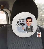 BK Gift Kişiye Özel İsimli Erkek Kolay Yetişmiyor Karikatürlü Yuvarlak Araç Koltuk Yastığı-2
