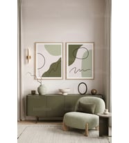 Soyut Organik Formlar Minimalist 2'li Ahşap Çerçeveli Tablo Seti