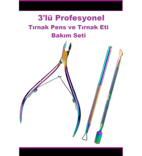 3'lü Kütikül İtici ve Tırnak Sanatı Pens Seti XLK101105