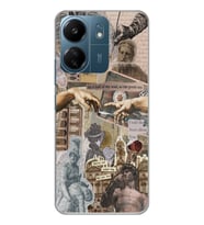 Xiaomi Redmi 13C Uyumlu Aesthetic Sanatsal Kolaj Tasarımlı Şeffaf Telefon Kılıfı