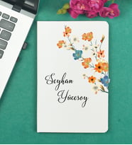 Kişiye Özel Anneye Hediye Çiçek Tasarımlı Beyaz Defter