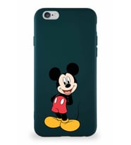 Apple iPhone 6 Soft Premier Kapak Mickey Mouse-B Tasarımlı Silikon Kılıf - Yeşil (Şeffaf)